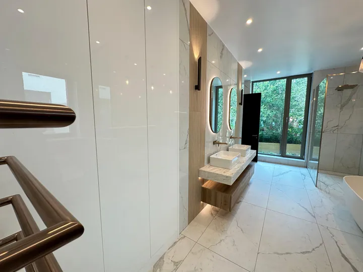 Contemporary bathroom with freestanding bath